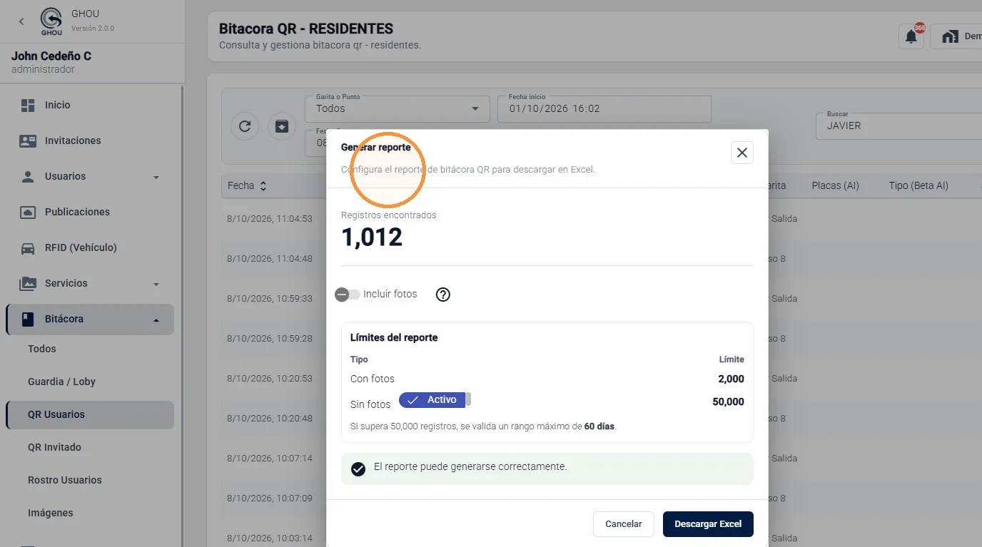 Captura de Bitácora QR de usuarios paso 6