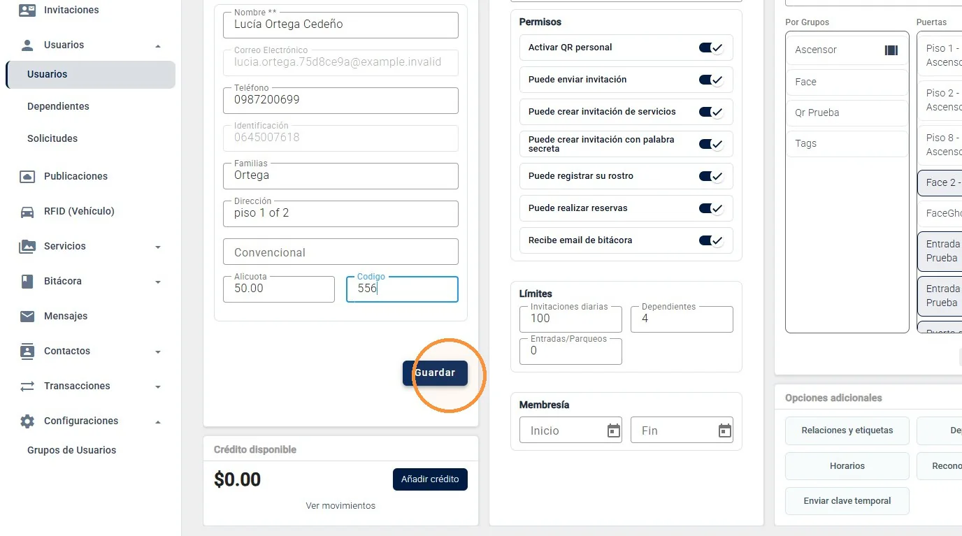 Captura de Configuración de usuarios existentes paso 3