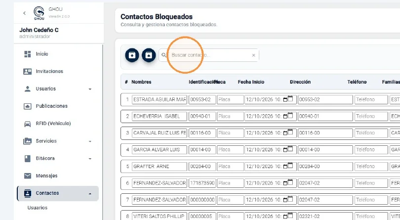 Captura de Contactos bloqueados paso 3