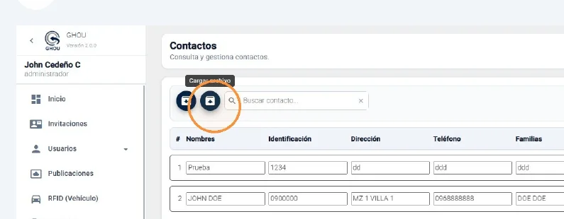 Captura de Contactos de usuarios paso 8