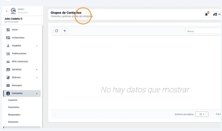 Captura de Grupos de contactos y permitidos paso 1