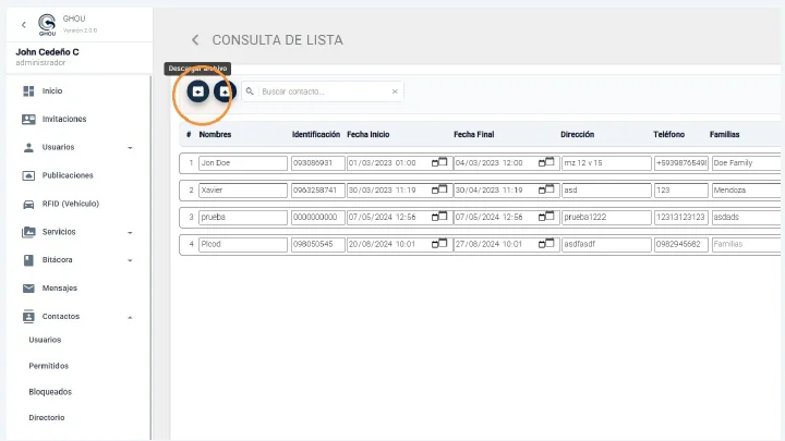 Captura de Grupos de contactos y permitidos paso 7