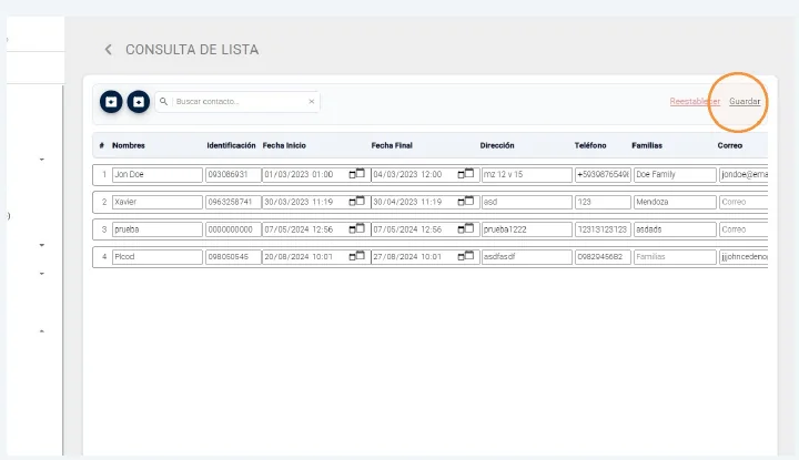 Captura de Grupos de contactos y permitidos paso 9