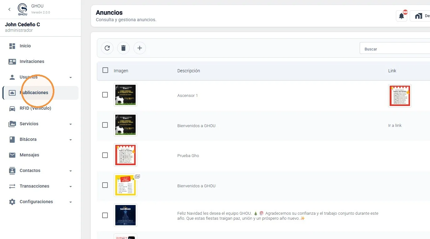 Captura de Gestión de publicaciones paso 2