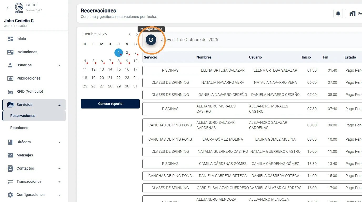 Captura de Servicios y reservaciones paso 2