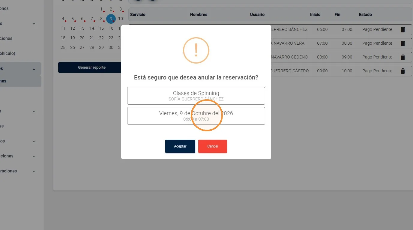 Captura de Servicios y reservaciones paso 10