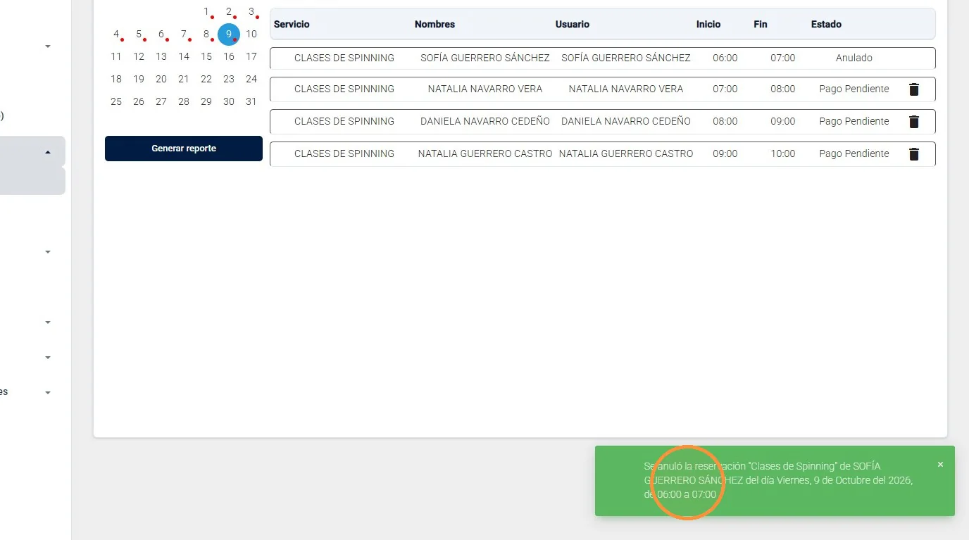 Captura de Servicios y reservaciones paso 11
