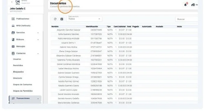 Captura de Transacciones documentos y tickets paso 1