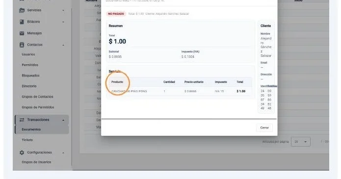 Captura de Transacciones documentos y tickets paso 6
