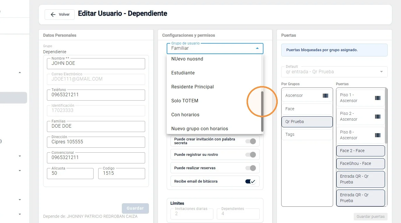 Captura de Gestión de dependientes paso 8