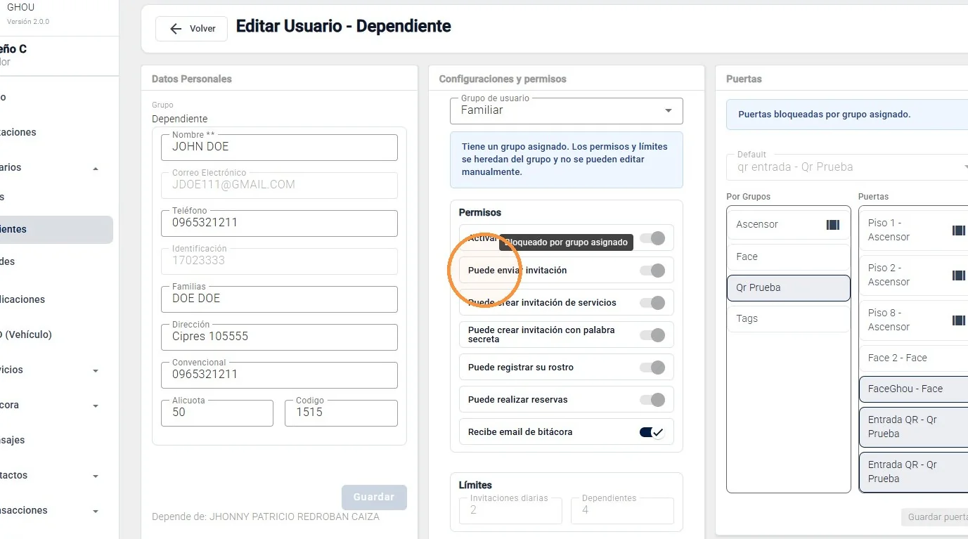 Captura de Gestión de dependientes paso 9