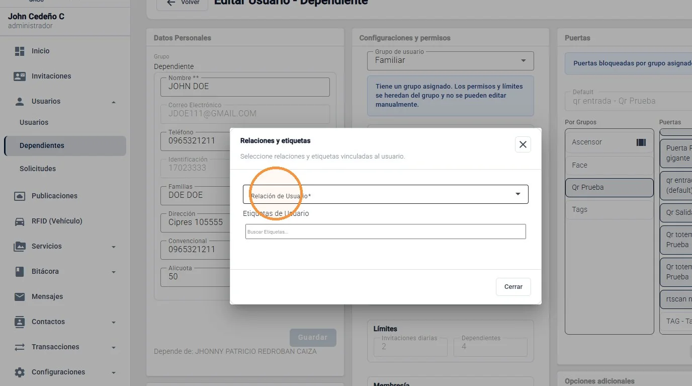 Captura de Gestión de dependientes paso 12
